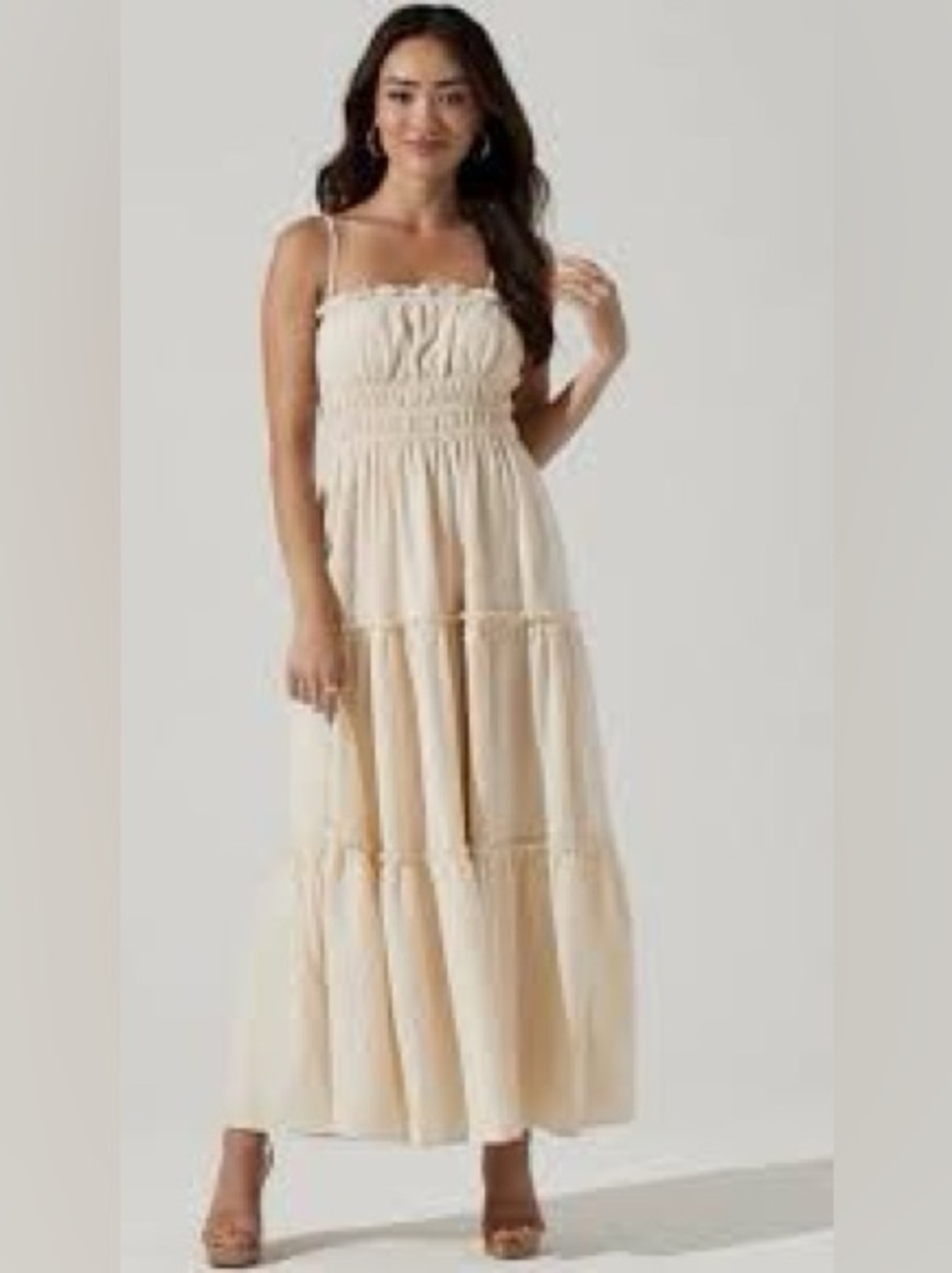 ASTR The Label Smocked Tiered Maxi Dress - Medium